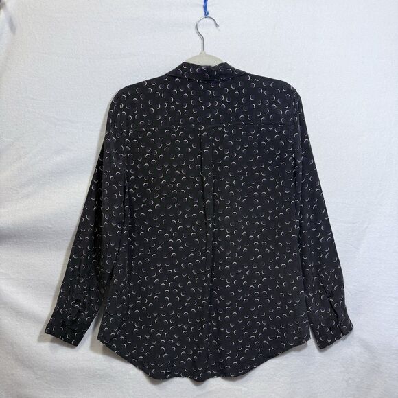 Equipment Femme Black Moon Pattern Long Sleeve Button Up Blouse Top Women's M - Picture 2 of 8